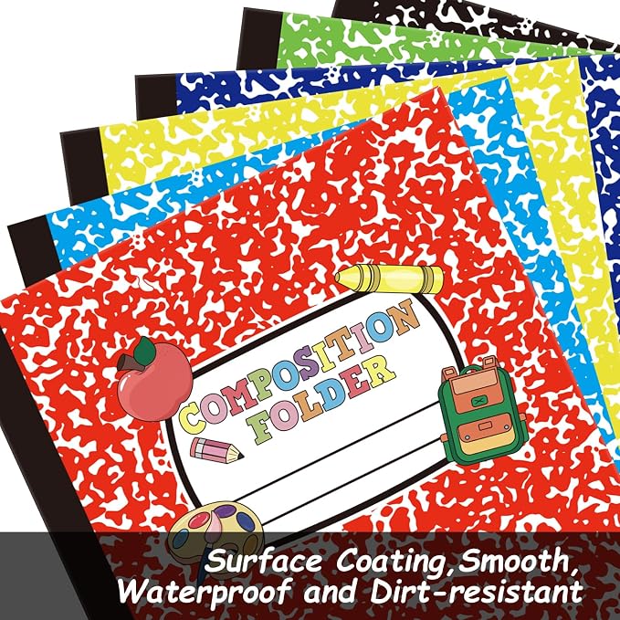 Cinrobiye 24 Pack Inspirational Composition 2 Pocket Folders Decorative Pocket Folder Motivational Letter Size Kids Folders File with Pockets for Office Home Homework Documents