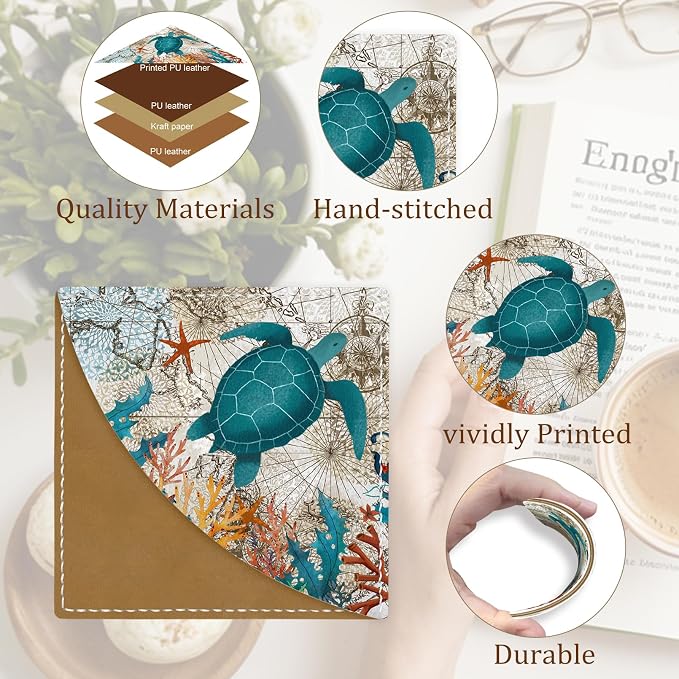 Icycay Cute Sea Turtle Corner Bookmarks, Funny Leather Book Accessories for Book Lovers, 3 Pcs Reading Book Page Markers for Women Men Student Teacher Girls Boys Kids Retirement Birthday Gifts