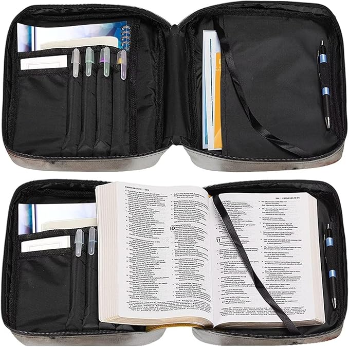 American Flag & Horse Print Bible Covers for Women Men Zippered Bible Carrier Book Bag Church Bag Bible Protective with Handles Christian Gifts