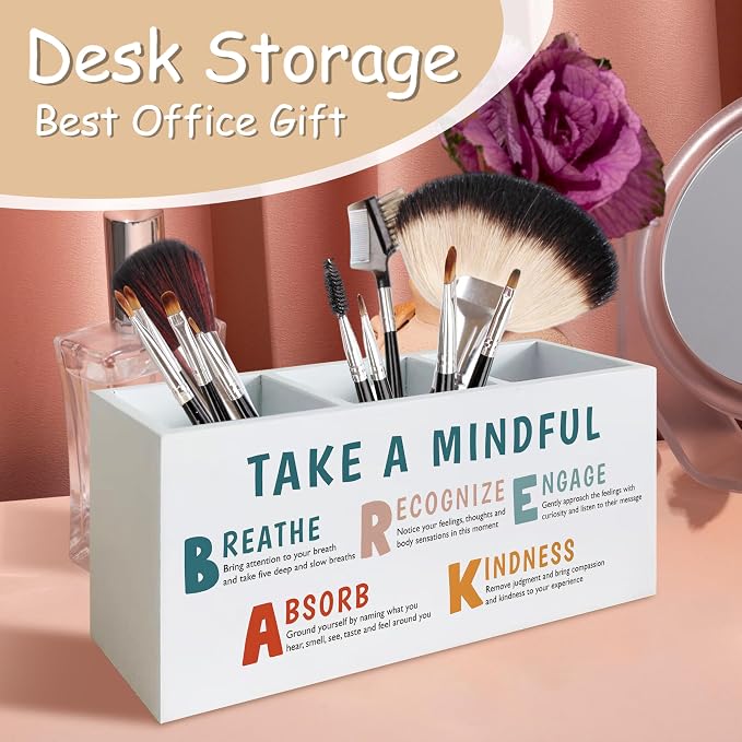 Mindfulness Mental Health Pen Pencil Holder for School Counselor Office Classroom Desk, Therapy Office Decor, Self Love Gifts Pen Pencil Holder Organizer for Therapist