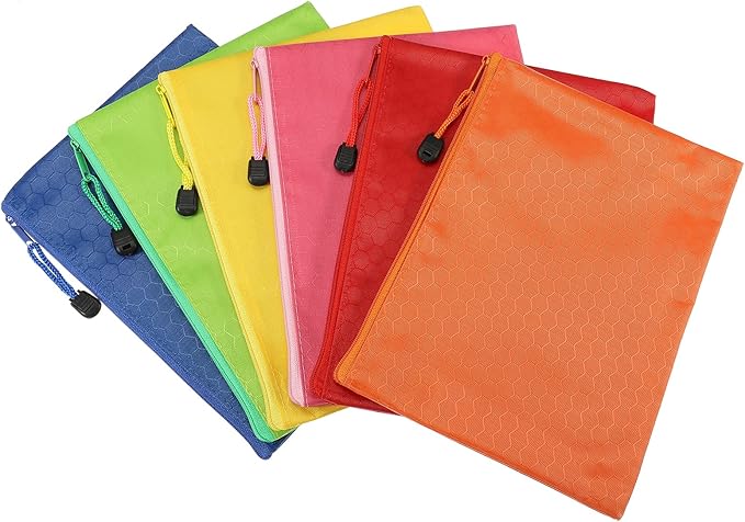 PATIKIL Waterproof Zipper Bags, 6 Pack A5 Pocket File Pouch Storage Accessory for Office Travel Supply, Multicolor