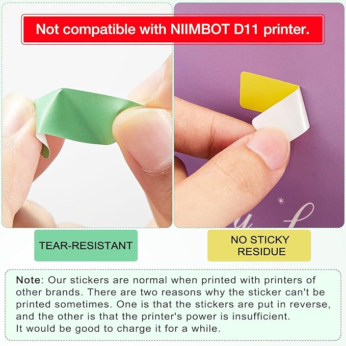 Gersoniel 1600 Pcs Label Tapes Compatible with D30 Label Printer Laminated Labeling Stickers Thermal Labels for Home Office(Multicolor)