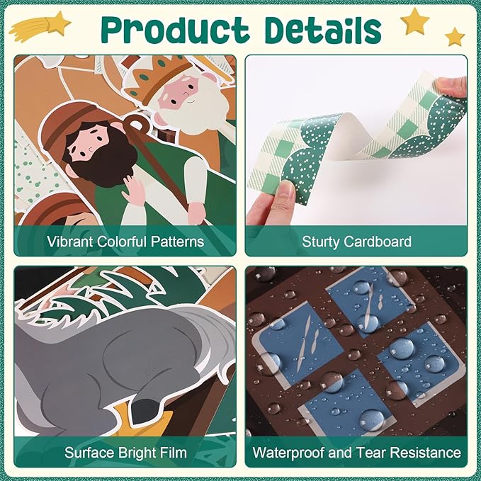 Christmas Nativity Bulletin Board Set Jesus Christian Classroom Decorations O Come Let Us Adore Him Paper Cutouts for Holy Family Xmas Holiday Sunday School Religious Church Decor