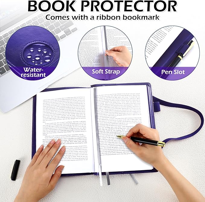 Motipuns 1 Pack Double AA Book Cover & 12 Steps & 12 Leather Double AA Book Cover Medallion Holder Paperback Protector Leather Gift for Women Men (Purple)