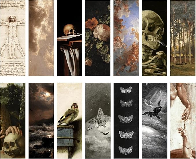 14Pcs Dark Academia Bookmarks, Gothic Fine Art Bookmark, Aesthetic Bookmarks Bulk, Cool Double Sided Book Marker Gifts for Women Men Students Teachers Book Lovers Reading