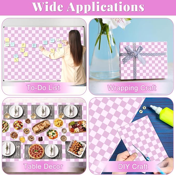 Purple Checked Bulletin Board Roll Reusable Waterproof Erasable Pastel Purple Non-Woven Fabric Bulletin Board Roll Wrinkle Resistant Background Poster for Classroom Decor Wrap DIY Crafts 15.7" x 20ft