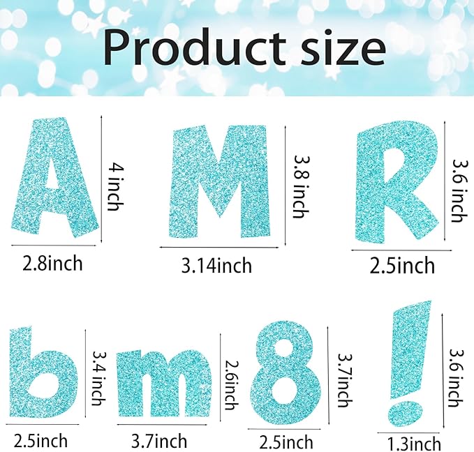 Glitter Bulletin Board Letters for Classroom Numbers Alphabet Poster Board Letters with Adhesive Dots Punctuation Symbols Cutout Bulletin Display School (Light Blue