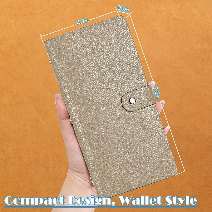 Leather Coupon & Receipt Organizer, Portable Receipt Holder with 40 Clear Pockets for Home, Shopping, Travel, Business Trip – Keep Receipts and Coupons Organized, Prevent Loss and Damage (Apricot)