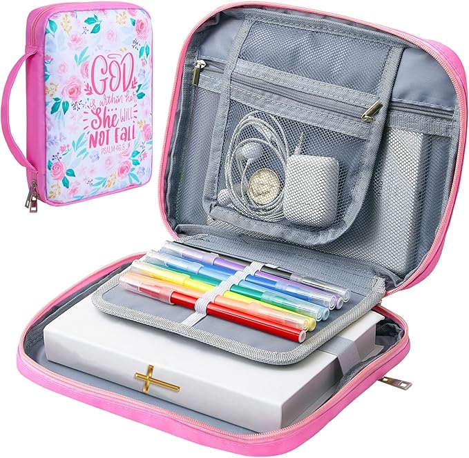 ICOSY Bible Cover Case for Women Girls Kids Bible Bag Case with Handle Kids Girls Bible Study Accessories Supplies