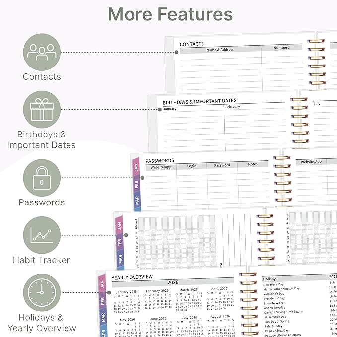 2026 Appointment Book, 30 Minutes-Hourly, Weekly ＆ Monthly Calendar Planner 2026, Jan 2026 - Dec 2026, 6.2'' x 8.4'', 2026 Daily Planner with Tabs ＆Pocket, Flexible Cover, Great for Office, Home, School