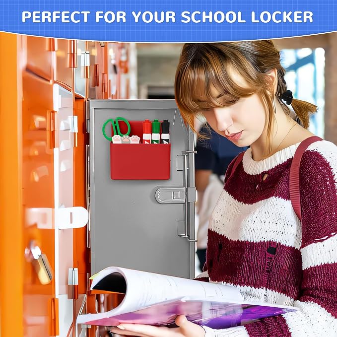 Magnetic Dry Erase Marker Holder, Magnetic Pen Marker Holder for Whiteboard, Fridge, Locker Accessories, School, Office, Home, Magnet Pen Cup,1 Pack, Red