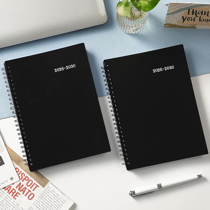 2026-2030 Monthly Planner/Calendar - Jan. 2026 - Dec. 2030, Monthly Planner, 5 Year, 6.2" x 8.3", Multi Year Calendar 2026-2030 with Twin-Wire Binding, Tabs, Storage Pocket - Black
