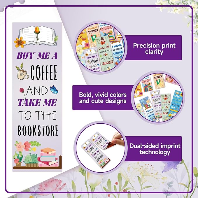 100 Pack Unique Bookmarks, 10 Styles Double-Sided Design for Book Lovers, Bookmark Gifts for Readers Students Teacher Office Supplies (Book Lover)