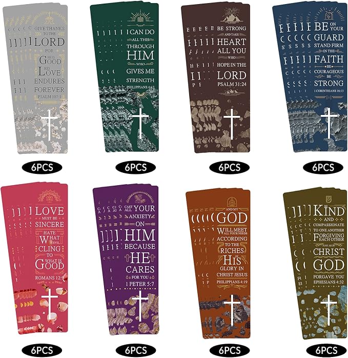 ANZON MORIES 48 Pieces Christian Scripture Bookmarks with Bible Verse Quotes & Storage Box, Inspirational Book Mark Religious Marker Christian Art Gift Bookmark for Reading Lover, Men, Women, Kids