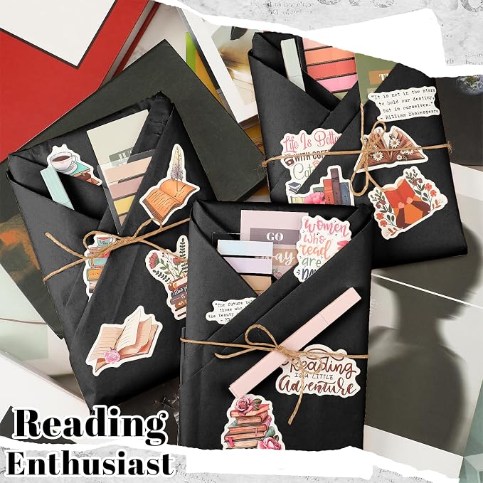Resurhang 8 Set Blind Date with a Book Gift Box Supplies Kits Librarian Gift Excluding Books Bookish Club Gifts Bulk for Women Lovers Bookish Readers Gifts for Teachers Friends Men (Black)
