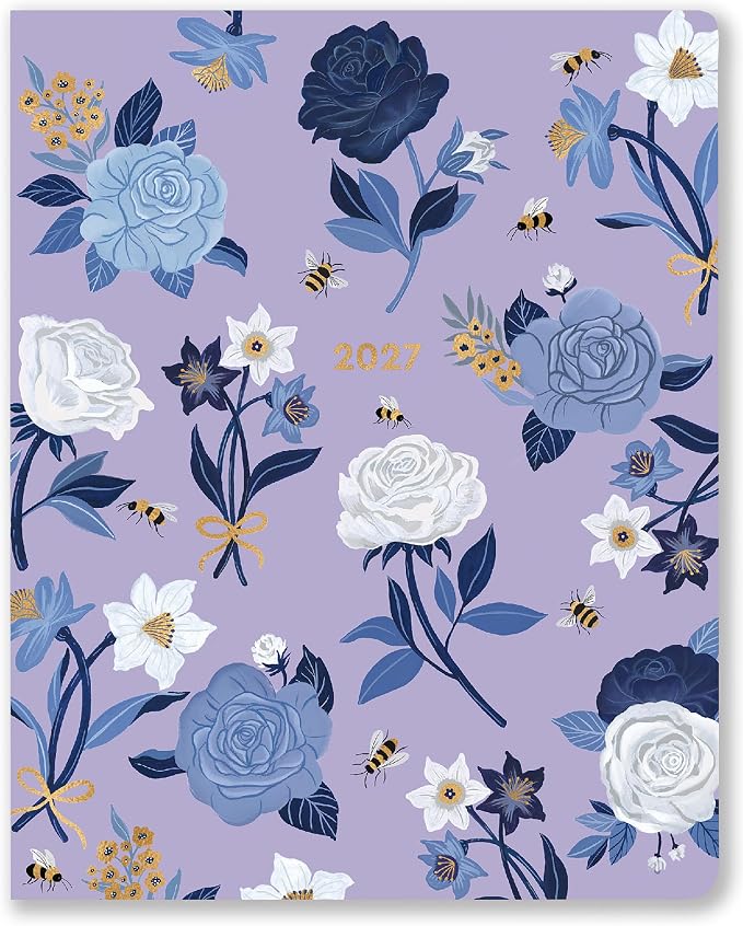 High Note 2027 Monthly Planner, 17-Month Planner: August 2026 – December 2027, 7.75" x 9.75", Garden Bee with Flexible Cover, Gold Foil, Project & Goal Planning Pages