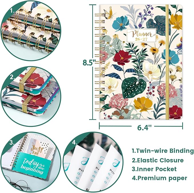 Planner 2026-2027 - Academic Planner from July 2026 - June 2027, 6.4" x 8.5", 2026-2027 Planner Weekly and Monthly, Hardcover, 12 Monthly Tabs, Thick Paper
