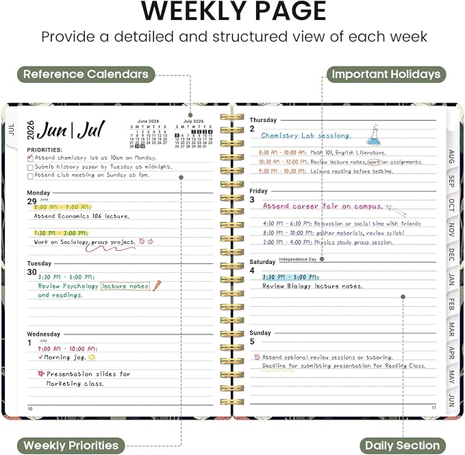 Planner 2026-2027, Academic Monthly and Weekly Calendar Planner for Women, July 2026 - June 2027, Hardcover Pretty Agenda Planner Book with Tabs, Spiral Daily Organizer for School Office Home Supplies, 6.3" x 8.5" - Butterfly Tapestry