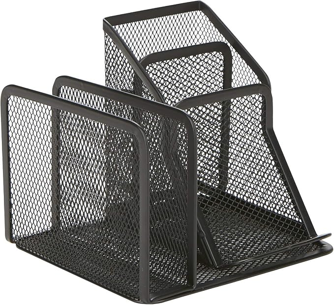 Mind Reader Desk Organizer 5-Compartment, 2-Piece Same Set Supplies and Accessories Storage For Office Desk (BLACK)