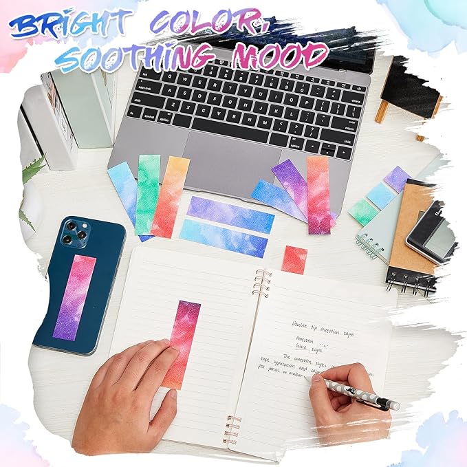 Gersoniel 36 Pcs Anxiety Sensory Stickers Strips Adhesive Textured Mental Health Calm Stickers Mindfulness Fidget Decals Stress Anxiety Relief Items for Therapy Office Desk(Watercolor Style)