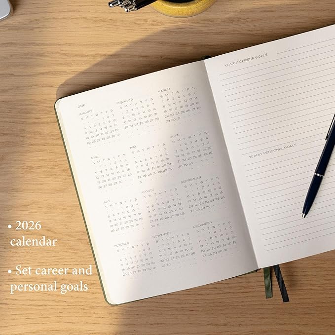 Anecdote 2026-2027 Planner: 52 Week Daily Planner, Yearly, Monthly & Weekly Workflow for Planning Your Success – Vegan Leather Hardcover, Start Anytime & Achieve your Goals - Camel