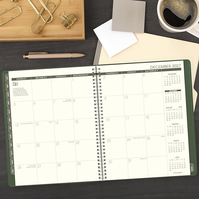 AT-A-GLANCE 2027 Appointment Book Planner, Weekly & Monthly, 8.25" x 11", Quarter-Hourly, Recycled, Green (70950G6027)