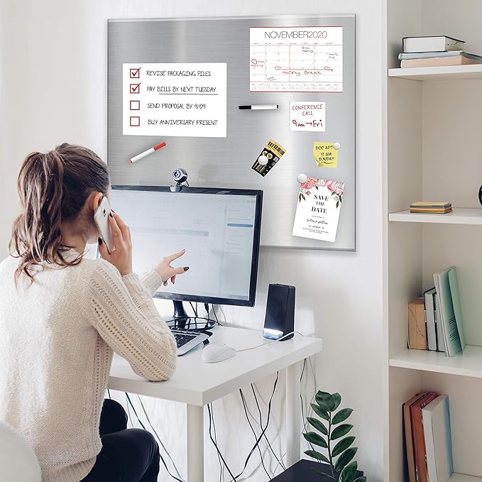 Essentially Yours Magnet and Message Board | Jumbo 30 x 35 x 0.7 Inch Magnet and Message Board | Mountable Steel Bulletin Board