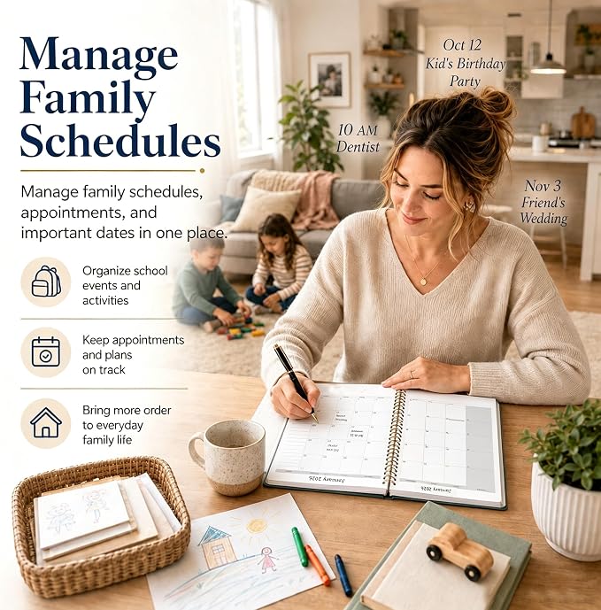 2026-2027 Monthly Planner - Jan.2026 - Dec. 2027, 2 Year Calendar 2026-2027 Monthly Planner, 7.5" x 10", 24 Months Calendar Planner with Note Pages, Twin-wire Binding, for Office, School Home Planning - Black