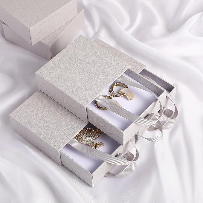 40 pcs paper boxes 9 x 9 x 3.5 cm, grey luxury gift storage, jewelry gift storage box for earrings necklaces bracelets rings