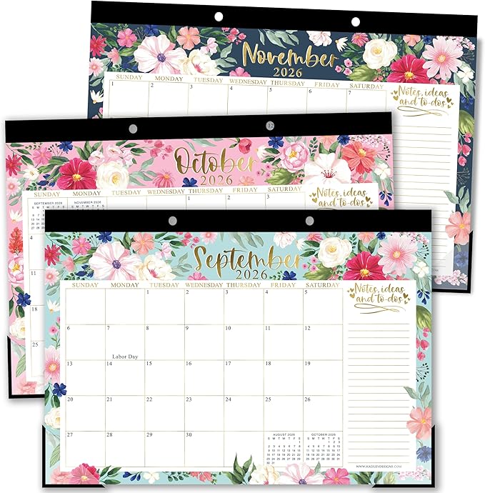 Hadley Designs Large Teacher Desk Calendar 2026-2027 - Desktop Calendar 2026, 18-Month Desk Calendars for Home, Office & Classroom, Cute Classroom Must Haves, Teacher Appreciation Gifts