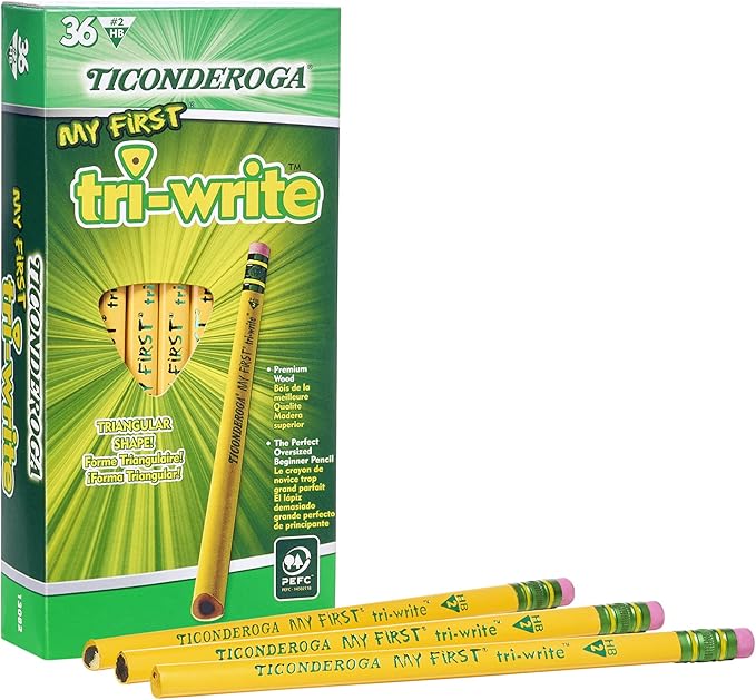 Ticonderoga My First Tri-Write Wood-Cased Pencils (36 Count) Wood-Cased Pencils (96 Count)
