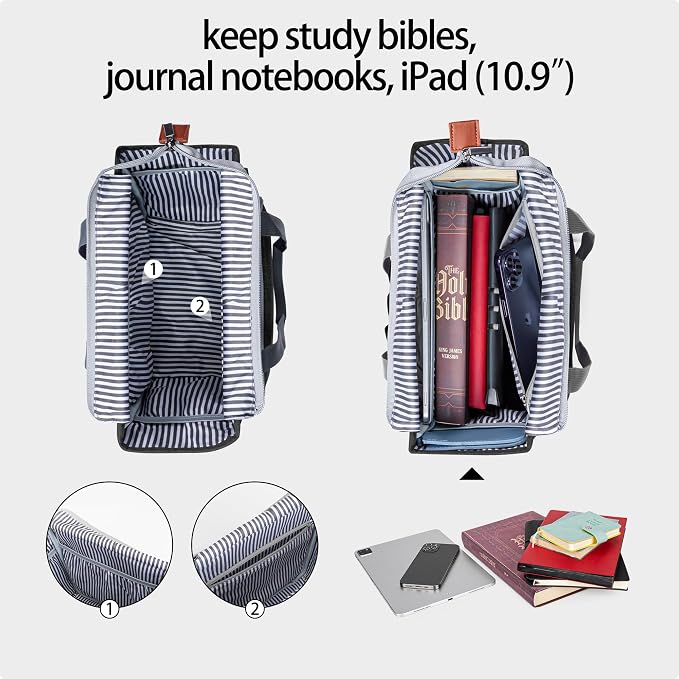 LUXJA Bible Case Tote for Women, Bible Bag with Multiple Pockets for Bible Study Items, Black