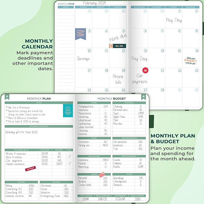 Clever Fox Budget Book 2.0 – Simple Budgeting Planner for Beginners – Financial Notebook with Money Spending, Debt & Bill Tracker (Dark Green)