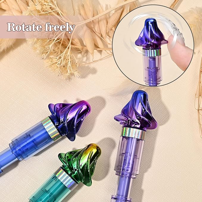 BAYTORY 3Pcs Retractable Black Gel Pen, Quick Dry Aesthetic Pens, 0.5mm Fine Point Rolling Ball Pen, Smooth Writing with Comfortable Grip, for Journaling Note Taking Supplies (Cyclone)