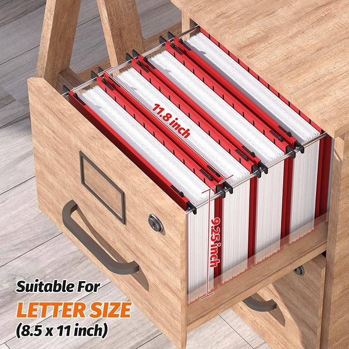 Shutex Extra Capacity Plastic Hanging File Folders,12 Pack Reinforced Hang Folders,Heavy Duty 2 Inch Expansion,Plastic Filing Cabinet Folders,Letter Size,for Bulk Files, Medical Charts,Red