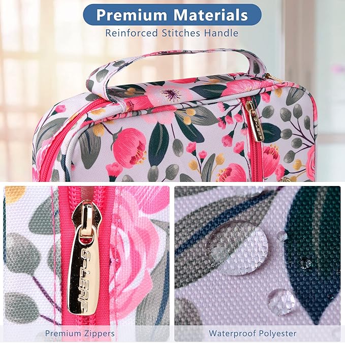 G-LEAF Bible Cover Case/Book Cover, Bible Case for Women Girls, Bible Cover Bags Floral Pattern With Handle Fits for Standard Size Bible, 9.5x6.7x2.5 In