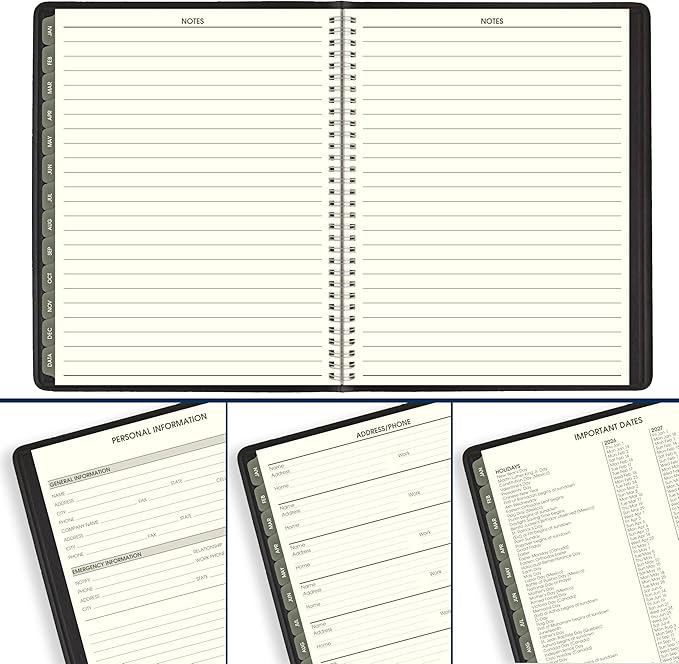 AT-A-GLANCE 2026 Appointment Book Planner, Weekly & Monthly, 8-1/4" x 11", Large, Quarter-Hourly, Recycled, Black (70950G0526)