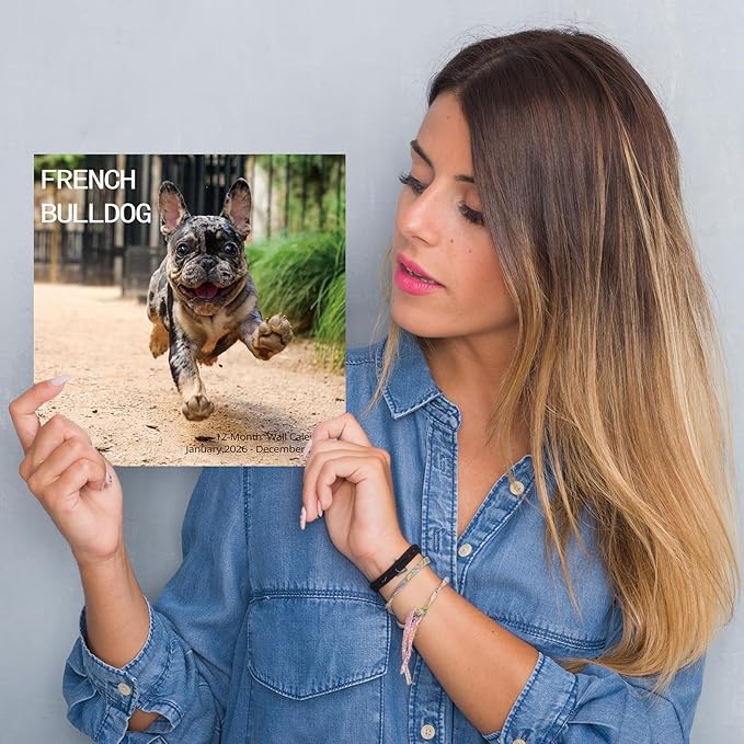 2026 Wall Calendar,French Bulldog Wall Calendar, 12" x 24" Open,Family Planner Calendar Organizer with French Bulldog Images, for Dogs Lovers