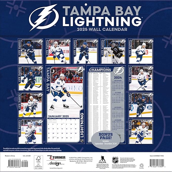 Turner Licensing, NHL Tampa Bay Lightning 2025 Wall Calendar