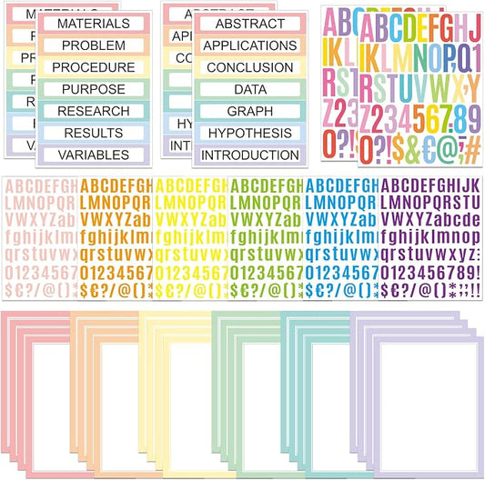 PerKoop 36 Sheets Science Fair Board Poster Boards Supplies 24 Self Adhesive Presentation Subtitles 4 Science Fair Project Titles 8 Personalized Letter Sticker for Classroom(Fresh Color)