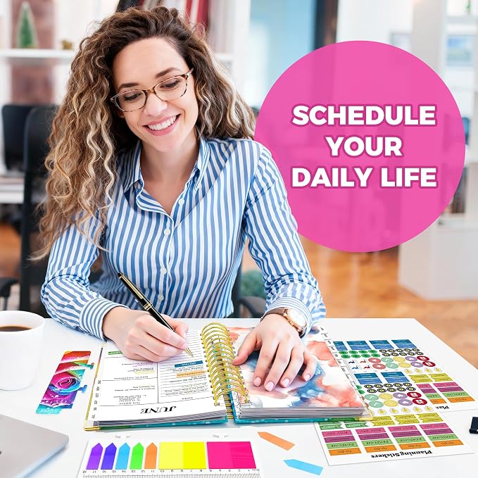 Planner 2026-2027, 18 Month Weekly and Monthly Academic Planner, July. 2026 - Dec. 2027, 6.6" x 8.3" A5 Hardcover Calendar Planner with Page Tabs, Separator Page, Inner Pocket, Bookmark, Stickers, Sticky Note Set