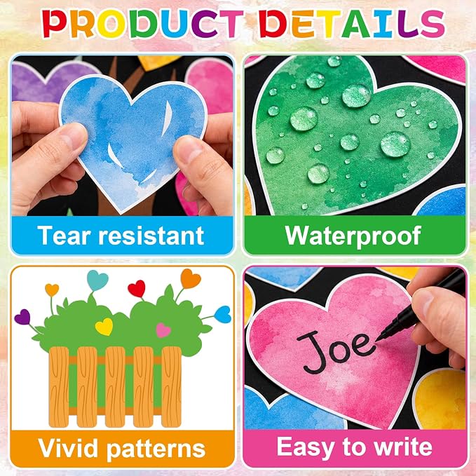 85pcs Classroom Tree Bulletin Board Heart DIY Photo Name Tags Cutouts Back to School Watercolor Accents You Belong Here Welcome Classroom Decor for Nursery Elementary Chalkboard Wall Decor（Watercolor）