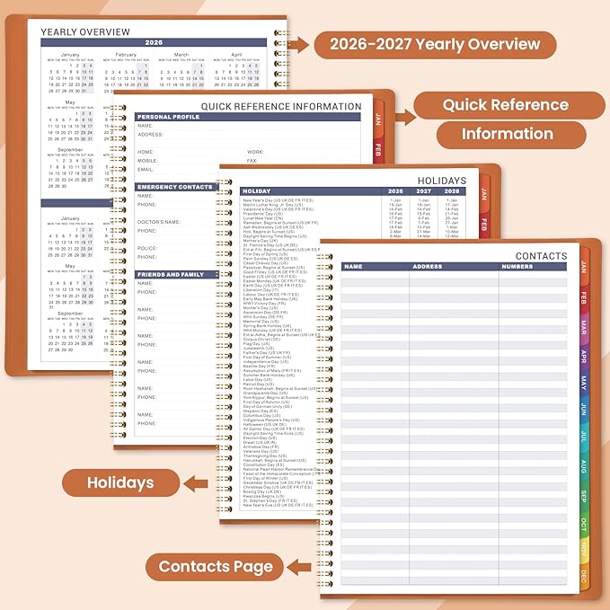 2026 Weekly Appointment Book - JAN. 2026 - Dec. 2026, Daily Hourly Planner 2025, 8.5" x 11", 15-Minute Interval, 12 Monthly Tabs, Flexible Soft Cover