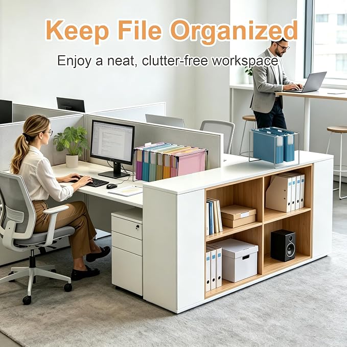 12 Pack Extra Capacity Plastic Hanging File Folders, Heavy Duty 2-Inch Expansion, Reinforced Expanding File Organizer with 1/5-Cut Tabs for Letter Size Documents, Filing Cabinets Desk Drawers