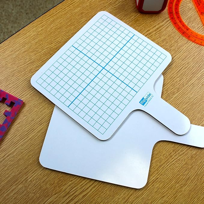 Flipside Products Rectangular Graph Dry Erase Answer Paddles, Double-Sided, Auction, Handheld Whiteboard, Handle Response Board, Classroom Dry Erase, Math Practice, Pack of 12