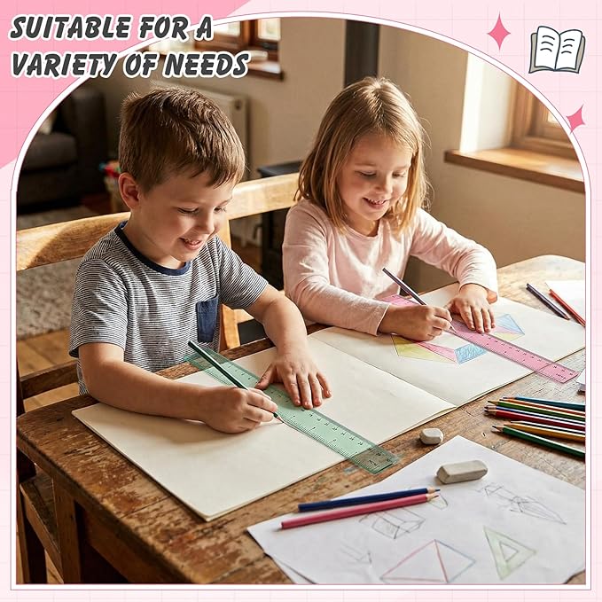 60 Pcs Plastic Clear Rulers 12 Inch, Transparent Assorted Color Ruler Bulk, with Imperial and Metric Scales for Home Office Supplies, Available in 6Colors(Vintage Colors)
