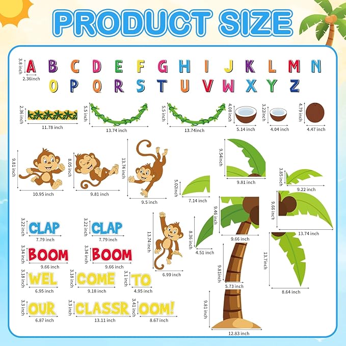 Blosssound Bulletin Board Set Boom Alphabet Letter Classroom Decorations Classroom Tree Cutouts for Students Teachers Kindergarten Primary School Education Back to School Wall Supplies