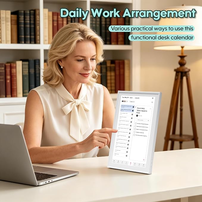 15.6 Inch Smart Digital Calendar, No Subscription Family Organizer with WiFi Sync for iCloud Google Outlook, Touch Screen Electronic Calendar, 1080P FHD Digital Photo Frame - by Aimuonos