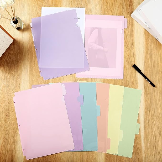 Kosiz 18 Pcs Binder Dividers for 3 Rings Binders Index Dividers with Pocket Plastics Sheets Protectors with Tab Labels for School Office Organization(Macaron Color)