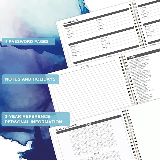 Monthly Planner 2026-2028 - 2 Year Planner 2026-2028, July 2026 - June 2028, 9" × 11", 2 year calendar 26-28 monthly planner with Flexible Cover + Pockets - Waterink